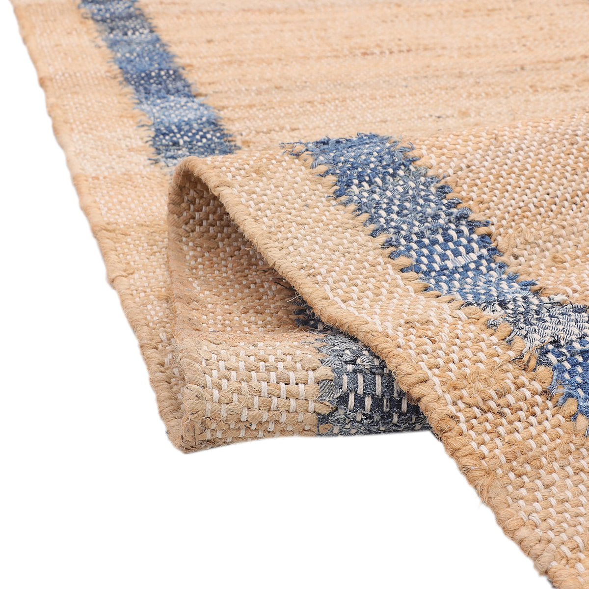 The Pioneer Woman Denim Jute Runner Rug, Natural with Blue Border, 30 x 96 Inches