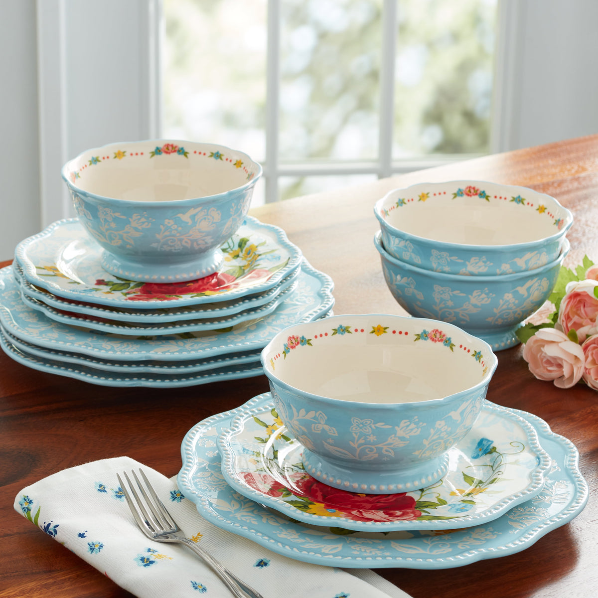 The Pioneer Woman Sweet Rose 12-Piece Dinnerware Set