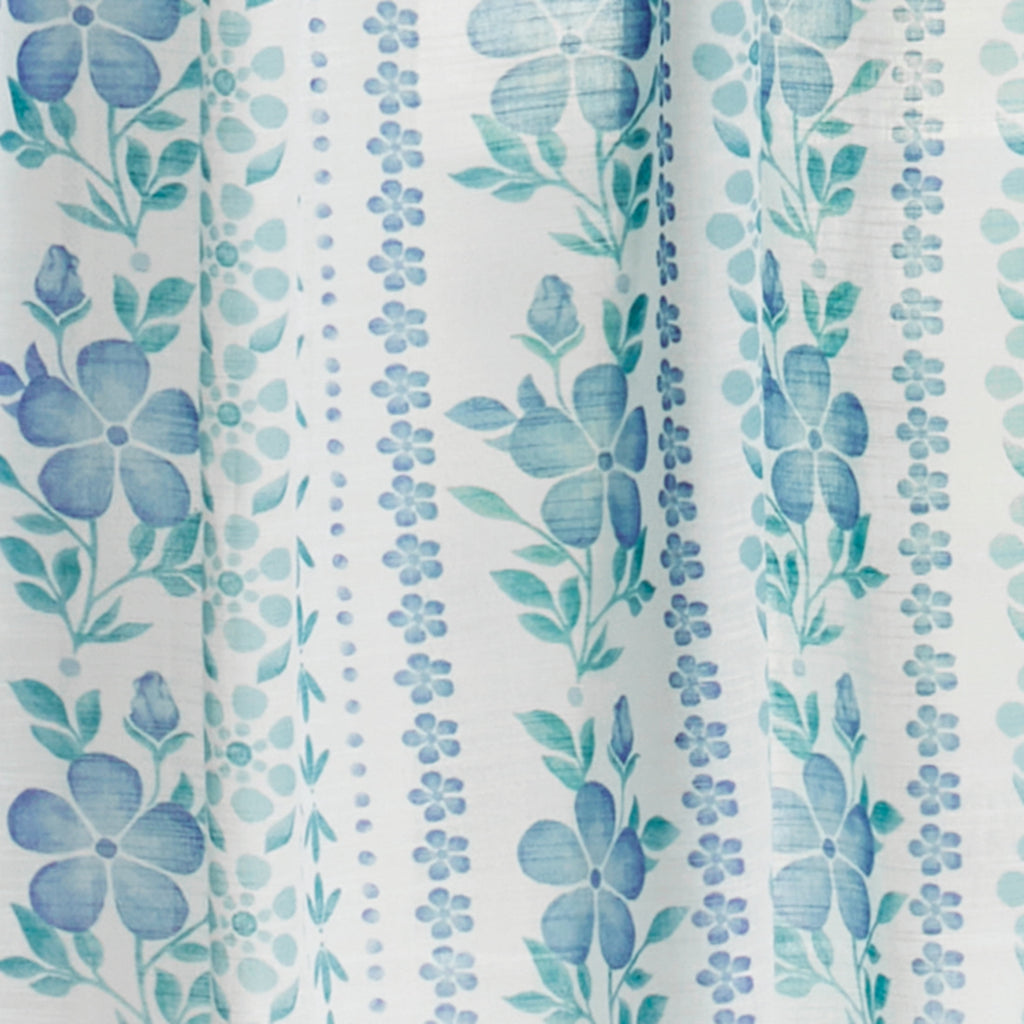 The Pioneer Woman Hattie Stripe 2 Pack Curtain Panel, BCI Cotton, Floral, Blue, RodPocket, 40" W x 84" L