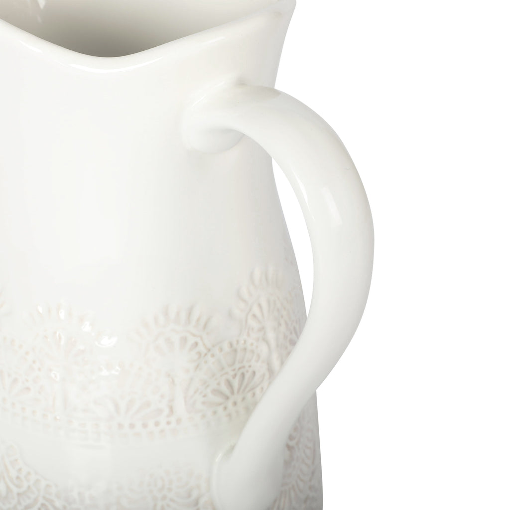 The Pioneer Woman Vintage Lace Linen 9-inch Ceramic Pitcher