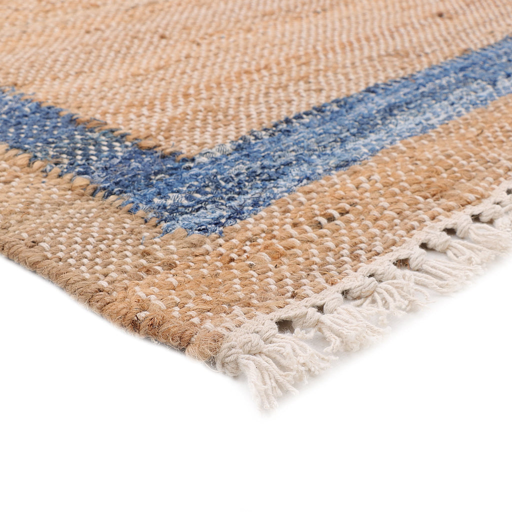 The Pioneer Woman Denim Jute Runner Rug, Natural with Blue Border, 30 x 96 Inches