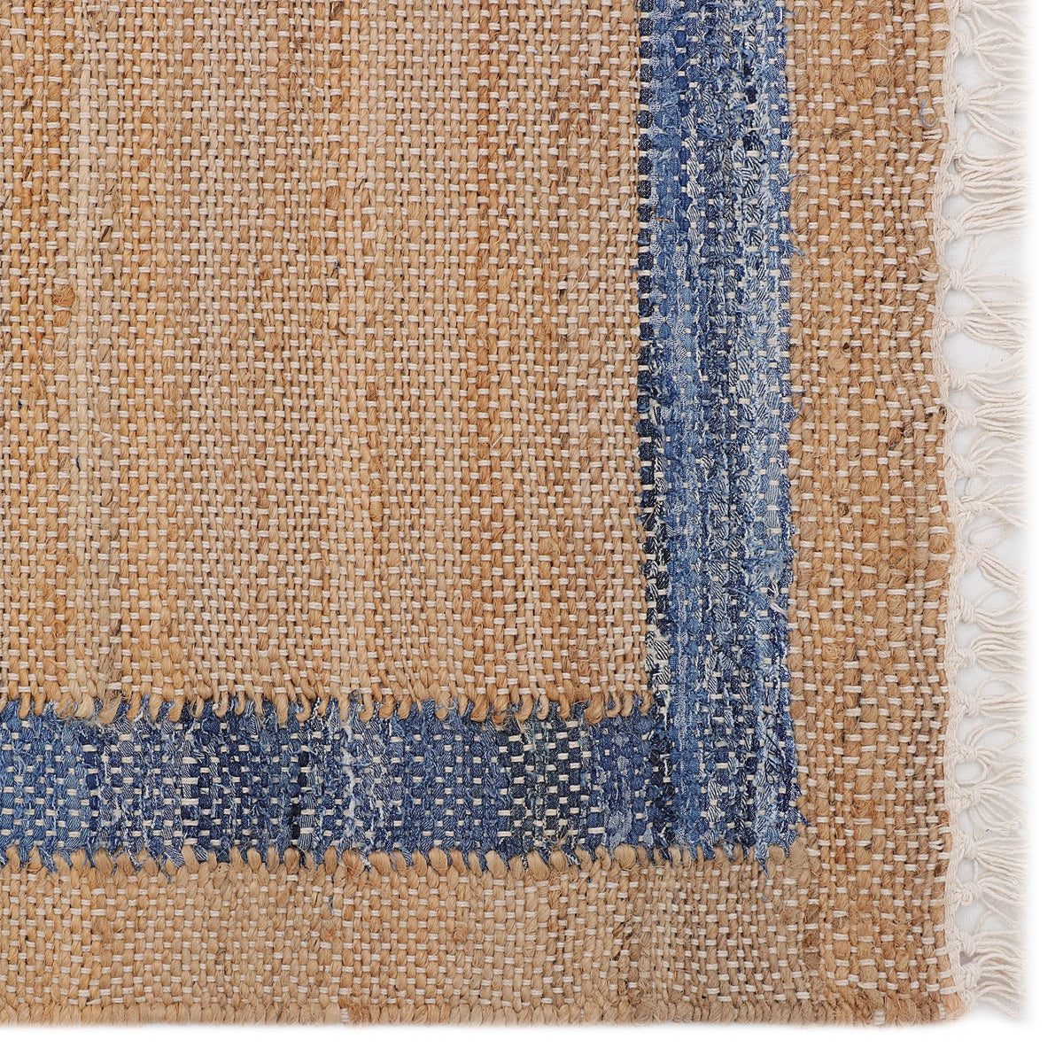 The Pioneer Woman Denim Jute Runner Rug, Natural with Blue Border, 30 x 96 Inches
