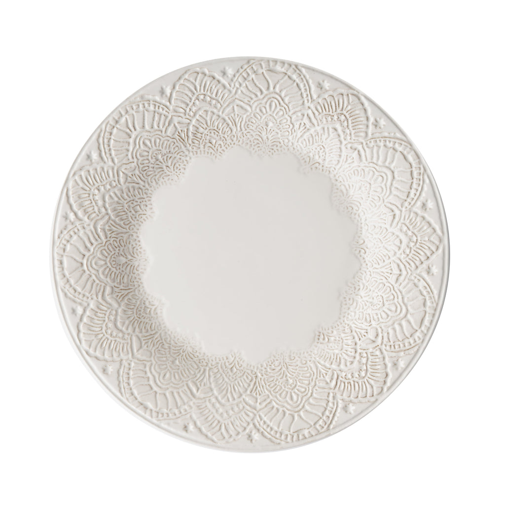 The Pioneer Woman Vintage Lace 12-Piece Ceramic Dinnerware Set, Linen