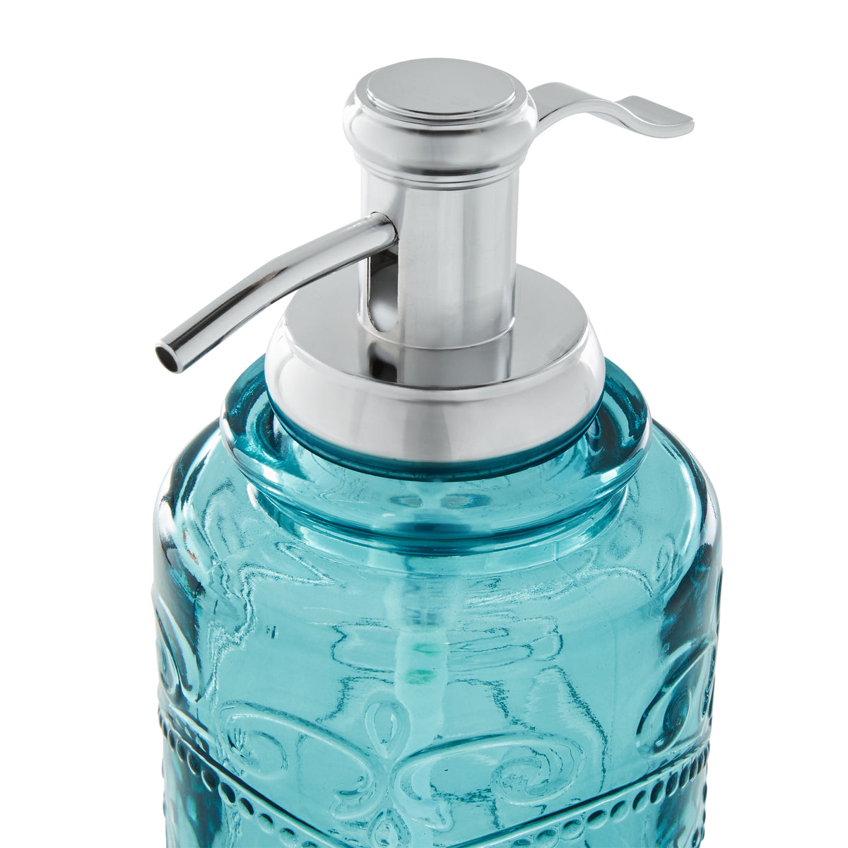 Teal 2 Piece Embossed Glass Bath Accessory Set, The Pioneer Woman Amelia