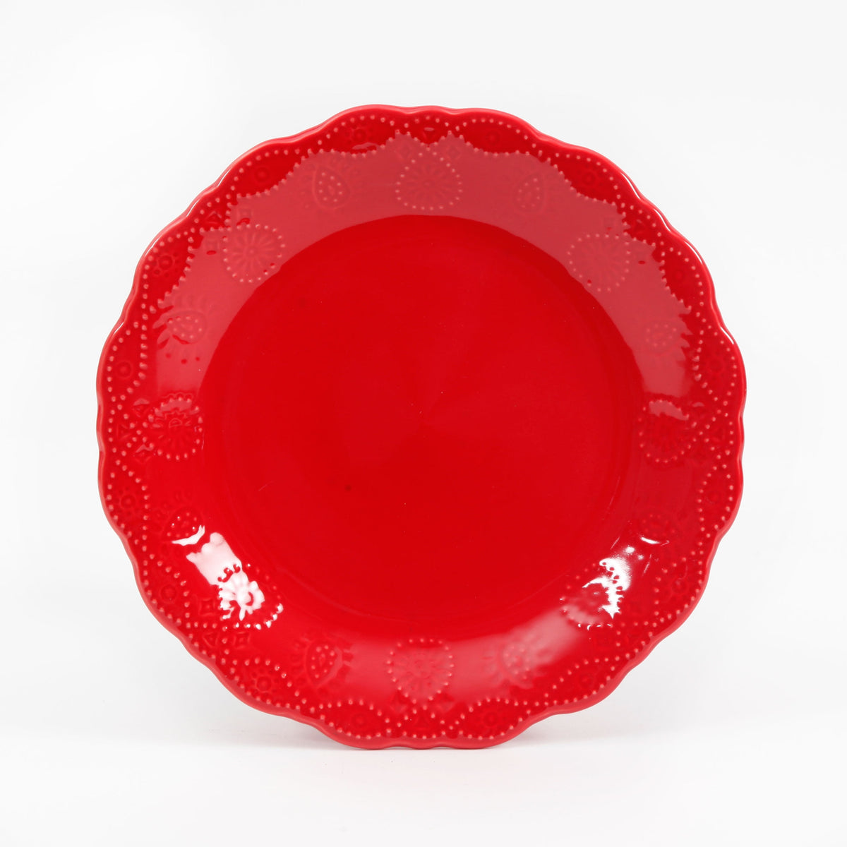 The Pioneer Woman Cowgirl Lace 12-Piece Dinnerware Set, Red