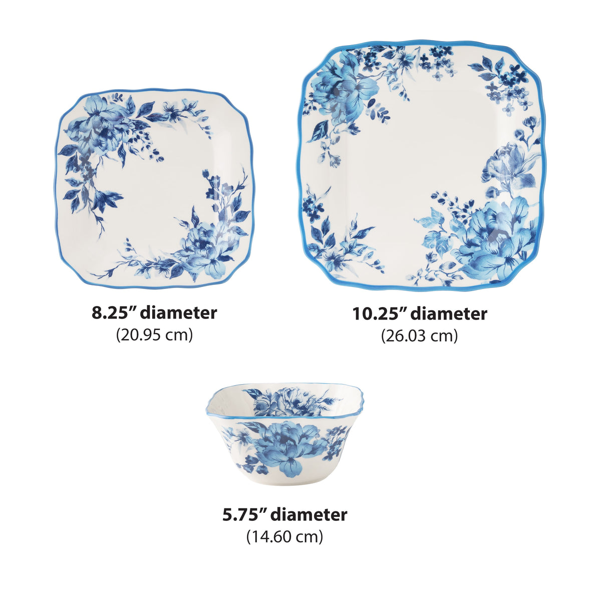 The Pioneer Woman Delilah 12-Piece Stoneware Dinnerware Set, Blue