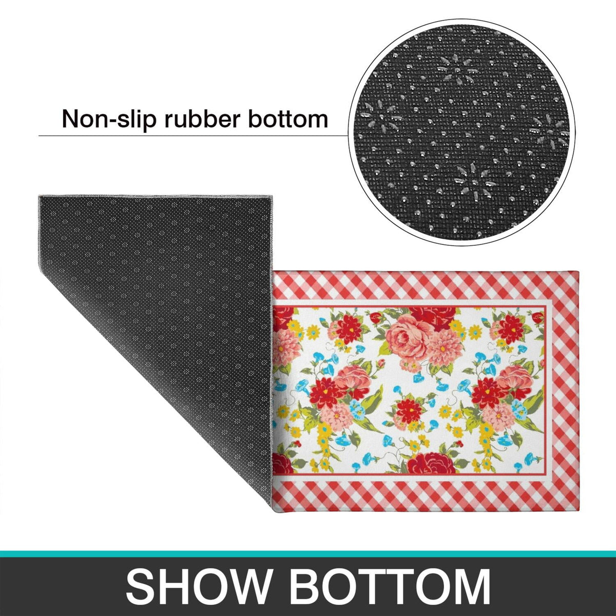 Flower Kitchen Mat Sets 2 Piece Farmhouse Anti Fatigue Waterproof Stain Resistant Floor Rug Non Slip Pioneer Flower Woman Kitchen Laundry Room Rug - 17x30+17x47Inch