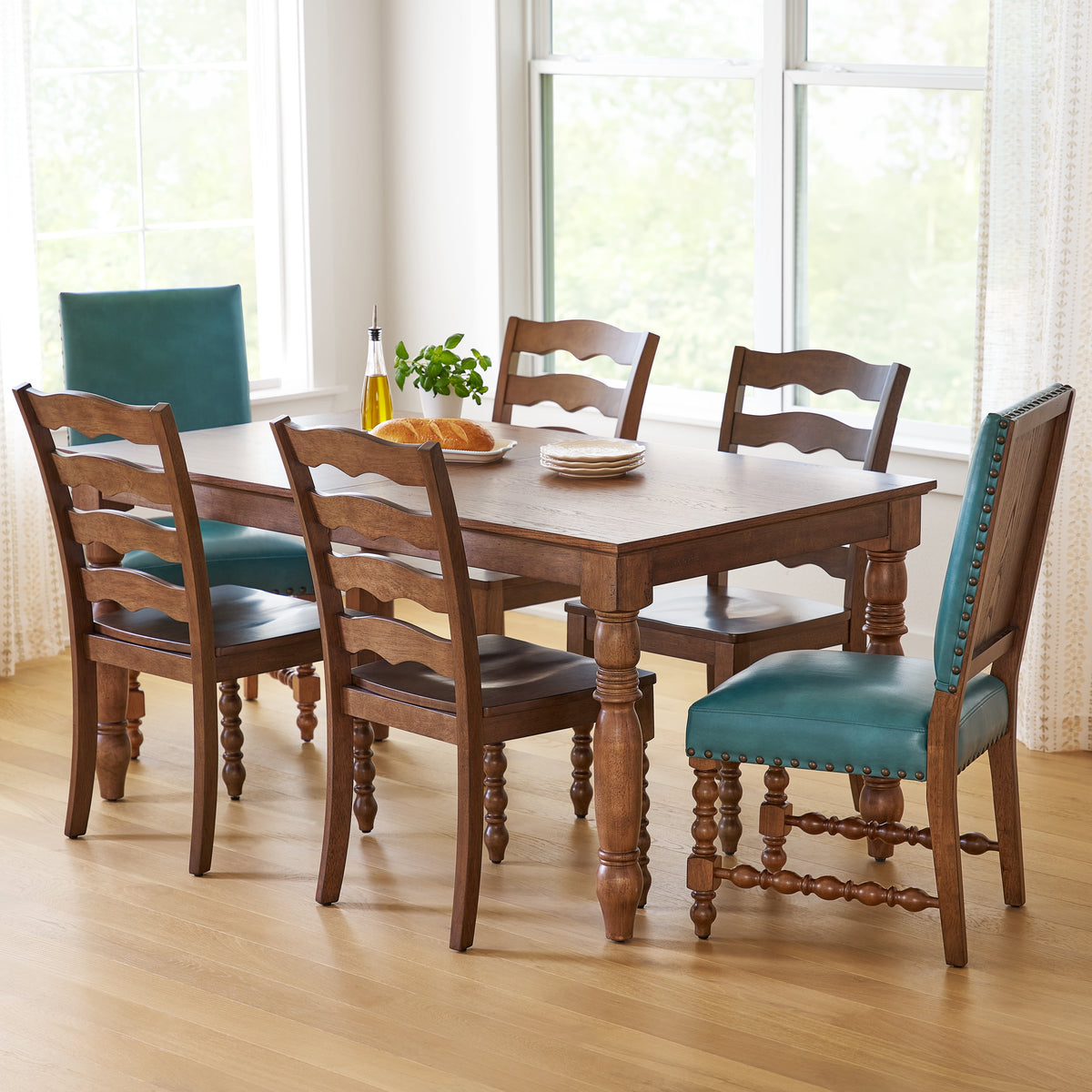 The Pioneer Woman Harper Faux Leather Dining Chairs, Turquoise, Set of 2