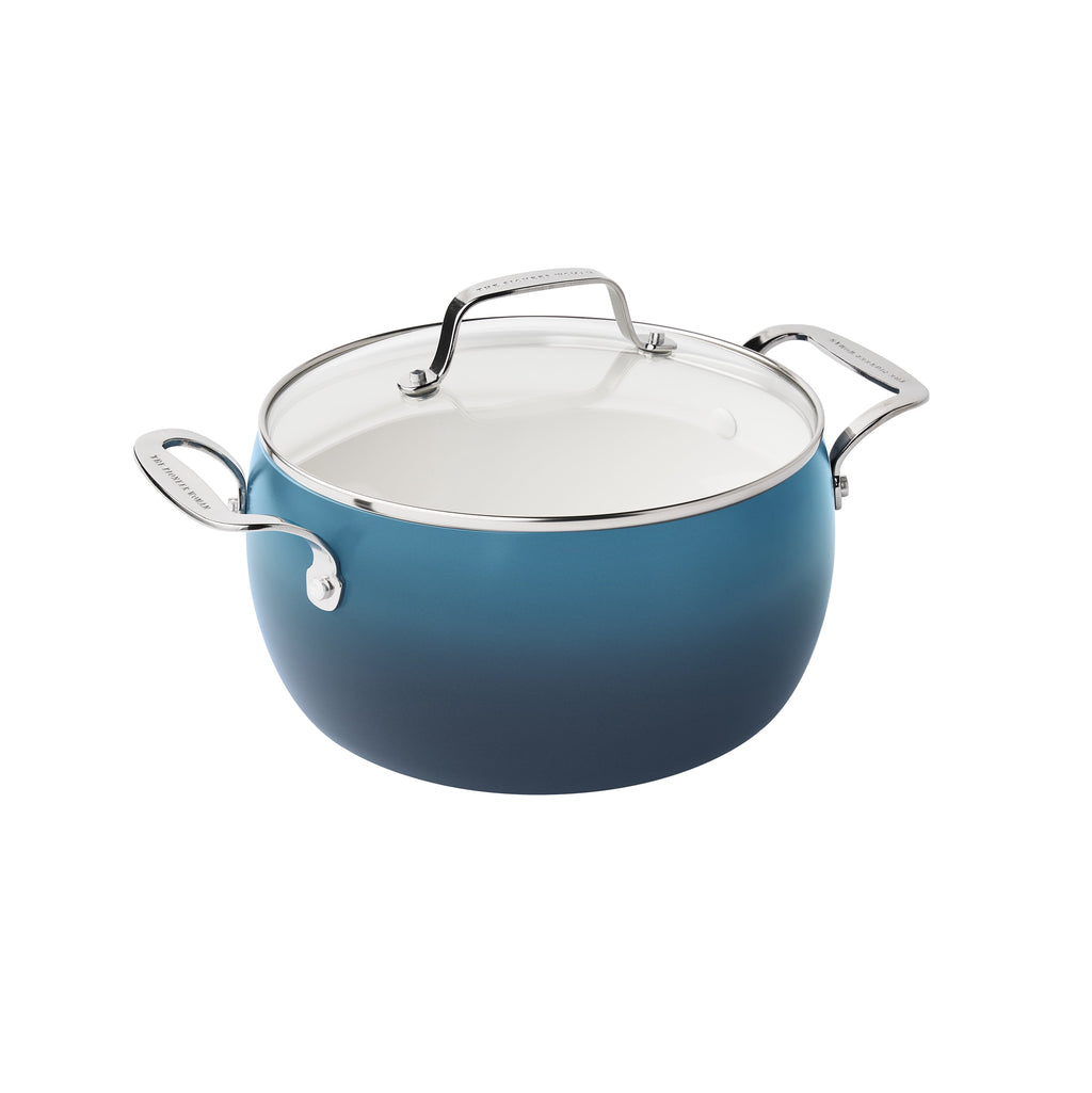 The Pioneer Woman Harlow 15-Piece Cookware Set, Ceramic Non-Stick Pots and Pans Set,  Denim Blue